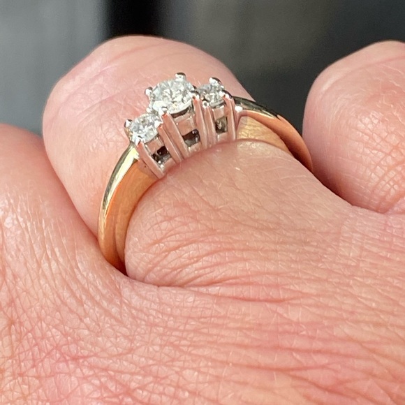 SOLD 1/2 Carat Three Stone Gold & Diamond Ring - Picture 3 of 9